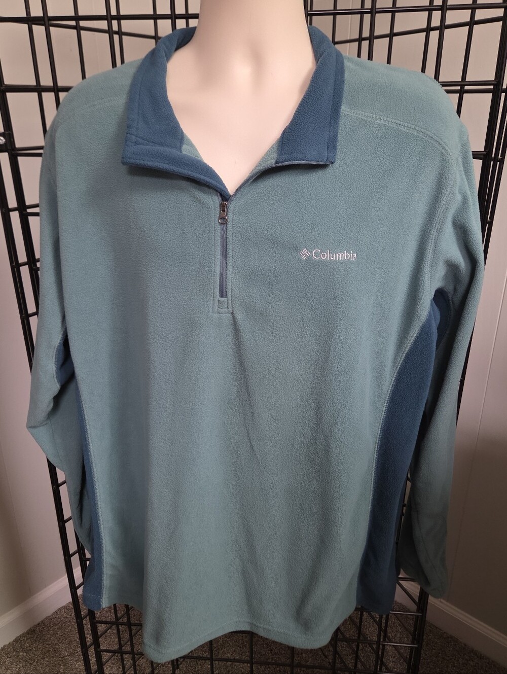 Columbia Men's Teal and Dark Teal Half-Zip Fleece Pullover XXL